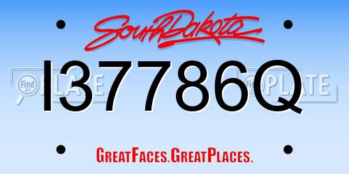 I37786Q South Dakota License Plate