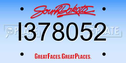 I378052 South Dakota License Plate