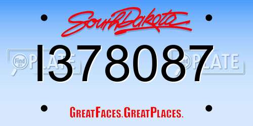 I378087 South Dakota License Plate