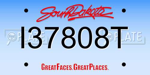 I37808T South Dakota License Plate