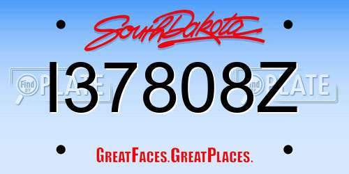 I37808Z South Dakota License Plate
