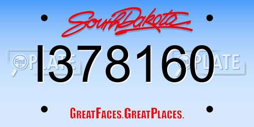 I378160 South Dakota License Plate