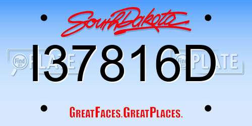 I37816D South Dakota License Plate