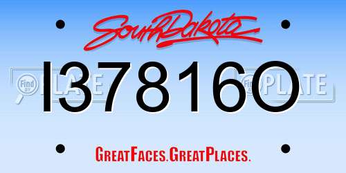 I37816O South Dakota License Plate