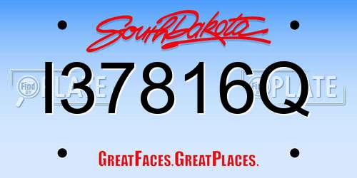 I37816Q South Dakota License Plate