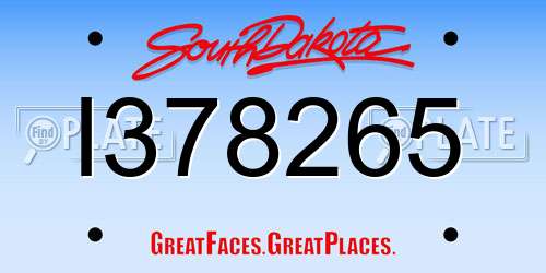 I378265 South Dakota License Plate
