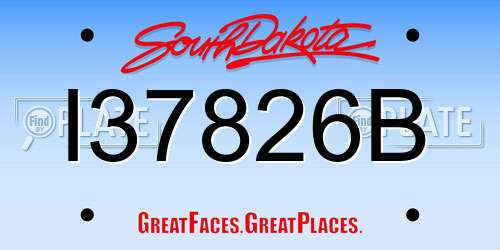 I37826B South Dakota License Plate
