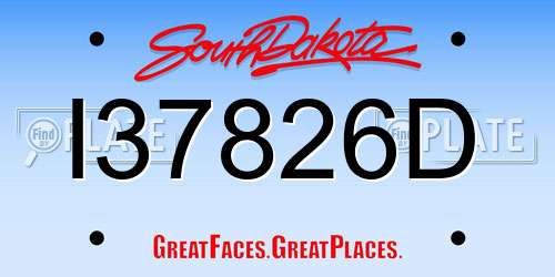 I37826D South Dakota License Plate