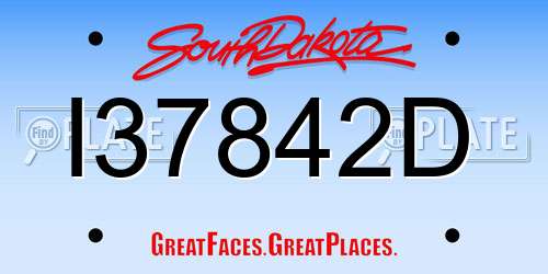 I37842D South Dakota License Plate