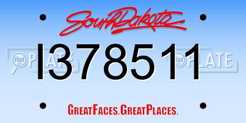 I378511 South Dakota License Plate