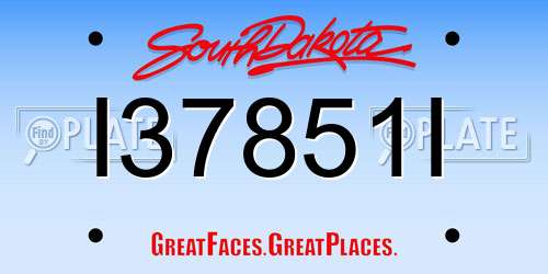 I37851I South Dakota License Plate