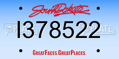 I378522 South Dakota License Plate