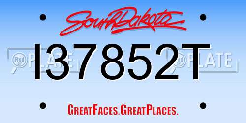 I37852T South Dakota License Plate