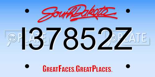 I37852Z South Dakota License Plate