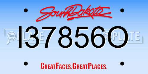 I37856O South Dakota License Plate