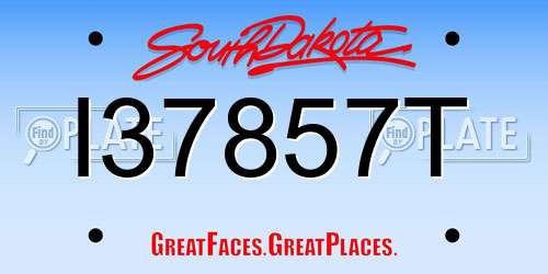 I37857T South Dakota License Plate