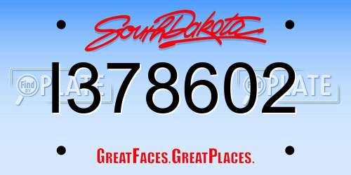I378602 South Dakota License Plate