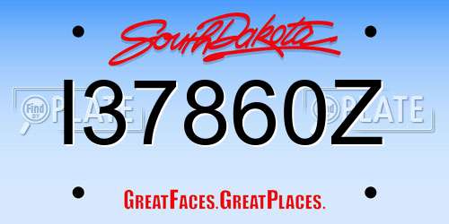 I37860Z South Dakota License Plate