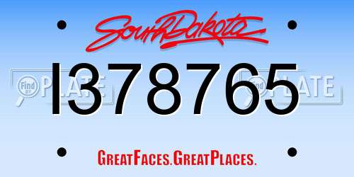 I378765 South Dakota License Plate