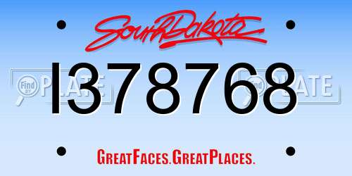 I378768 South Dakota License Plate