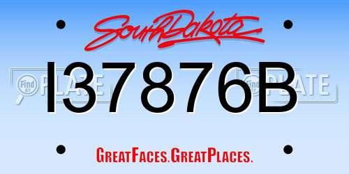 I37876B South Dakota License Plate