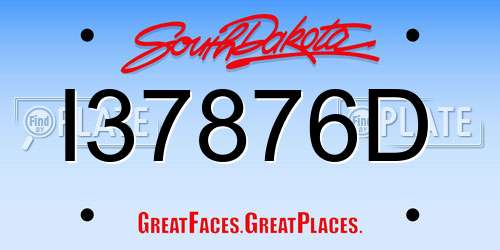 I37876D South Dakota License Plate