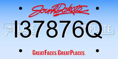 I37876Q South Dakota License Plate
