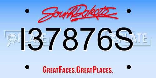I37876S South Dakota License Plate