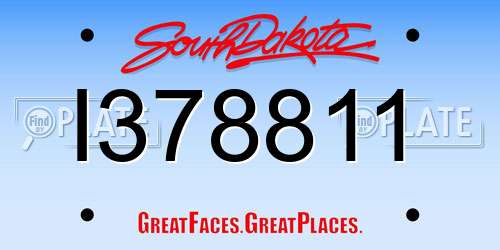 I378811 South Dakota License Plate