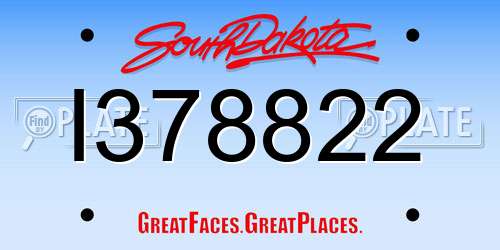 I378822 South Dakota License Plate