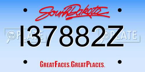 I37882Z South Dakota License Plate