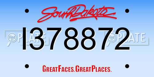 I378872 South Dakota License Plate