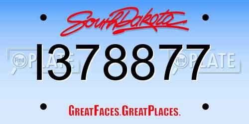 I378877 South Dakota License Plate
