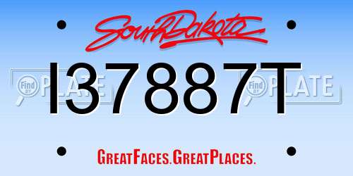 I37887T South Dakota License Plate