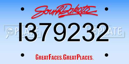 I379232 South Dakota License Plate