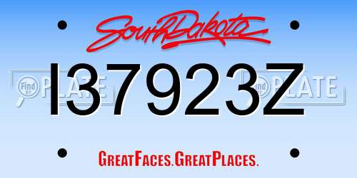 I37923Z South Dakota License Plate