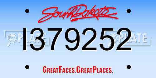 I379252 South Dakota License Plate