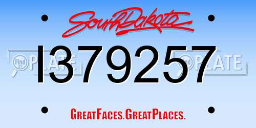 I379257 South Dakota License Plate