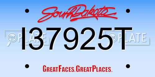 I37925T South Dakota License Plate