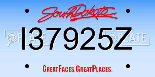 I37925Z South Dakota License Plate