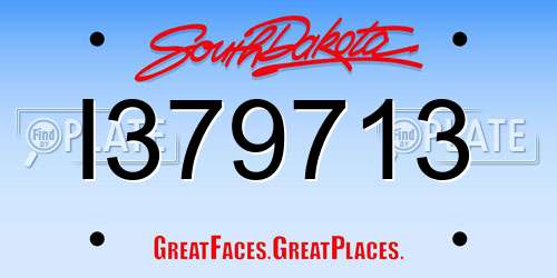 I379713 South Dakota License Plate