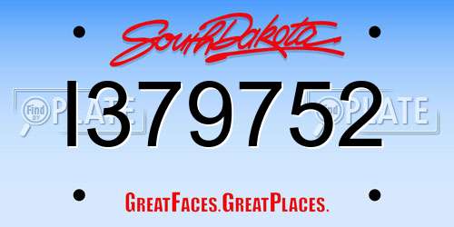 I379752 South Dakota License Plate