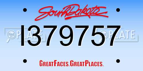 I379757 South Dakota License Plate