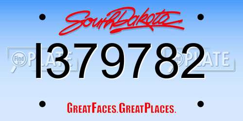 I379782 South Dakota License Plate