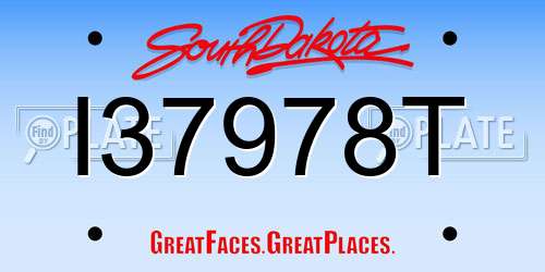 I37978T South Dakota License Plate