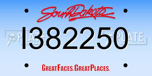 I382250 South Dakota License Plate
