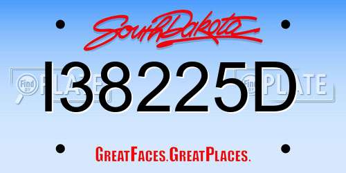 I38225D South Dakota License Plate