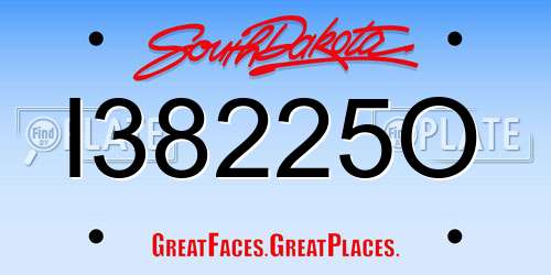 I38225O South Dakota License Plate