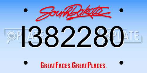 I382280 South Dakota License Plate