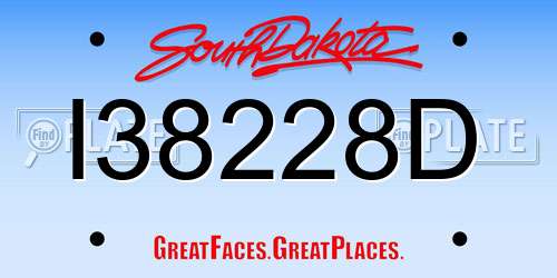 I38228D South Dakota License Plate